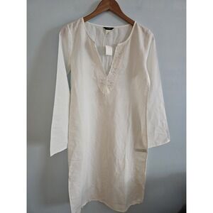 NWT‎ J. Crew Size S Cabana dress in linen White Side Slits Slip Lined CI918